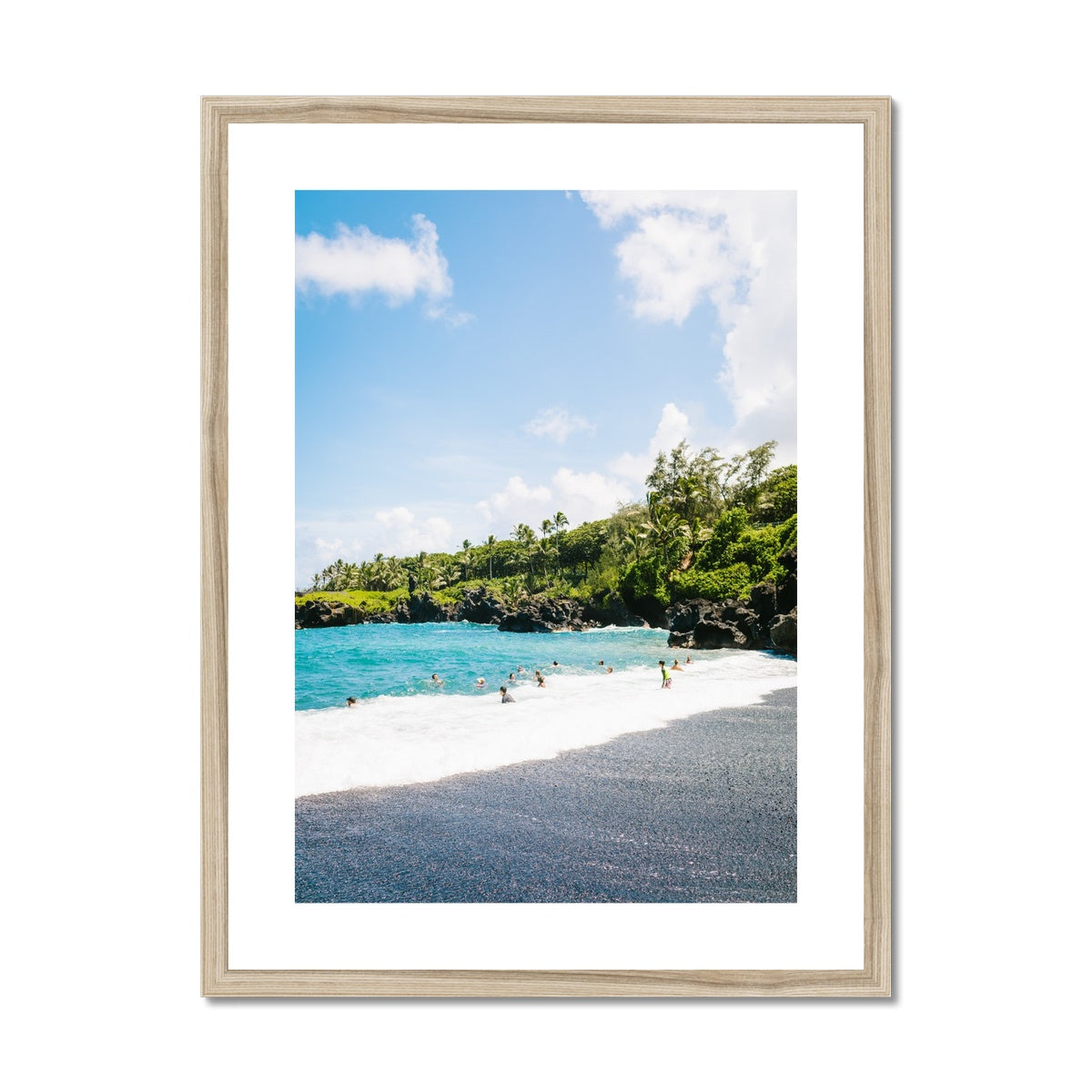 BLACK BEACH Framed & Mounted Print
