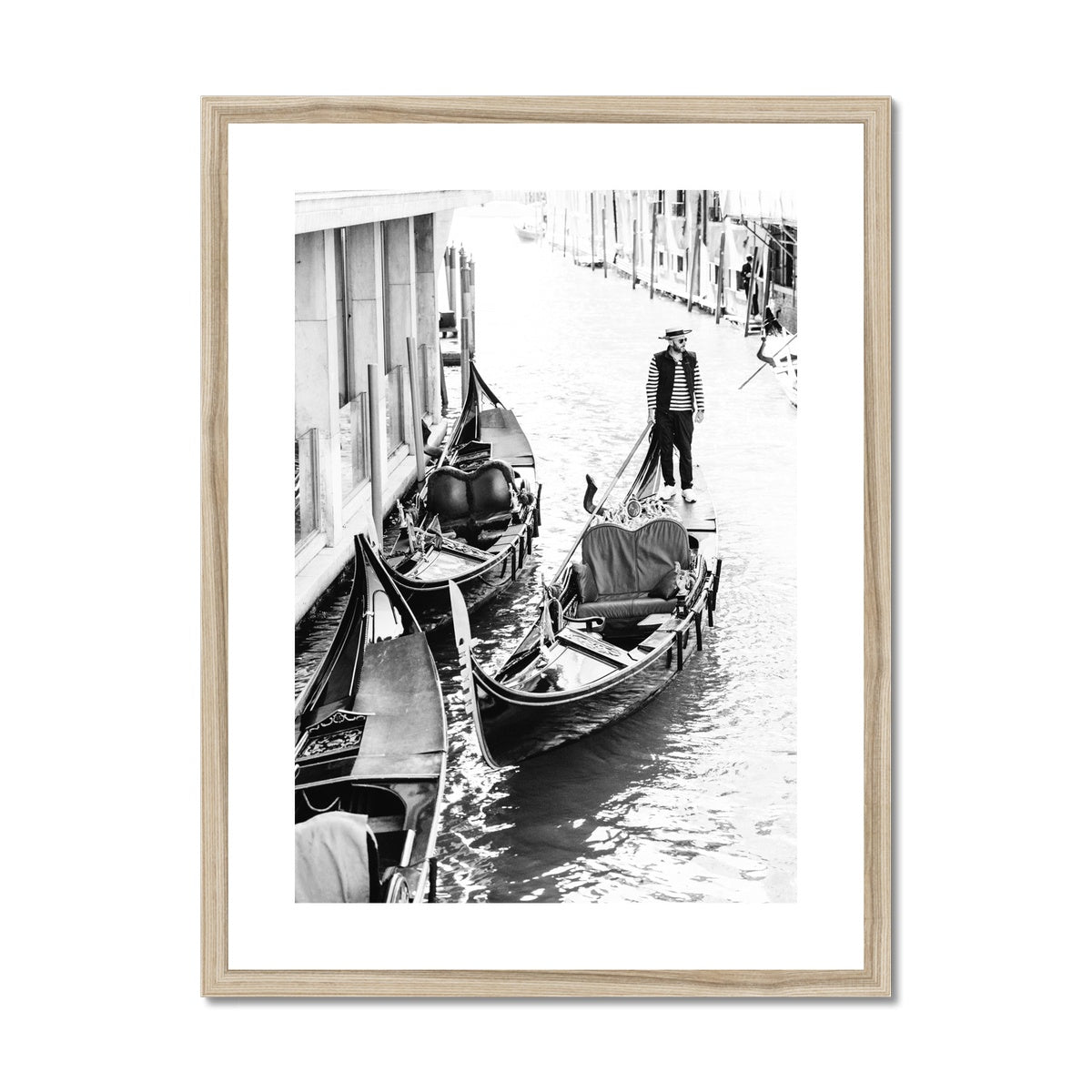 GONDOLIER BW Framed & Mounted Print