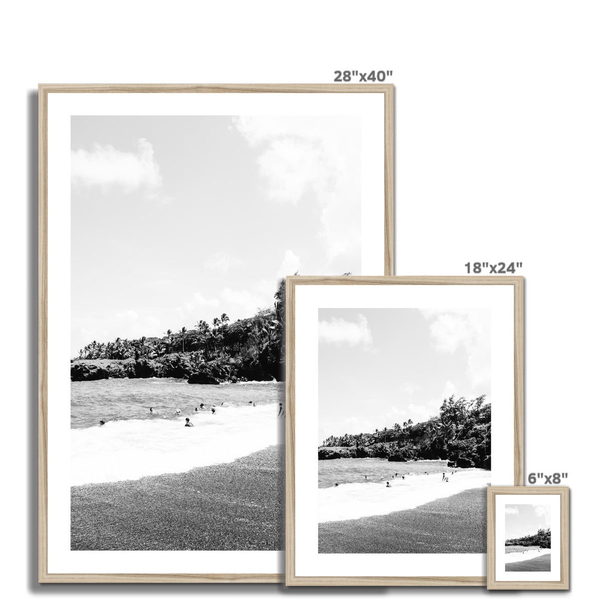 BLACK BEACH BW Framed & Mounted Print