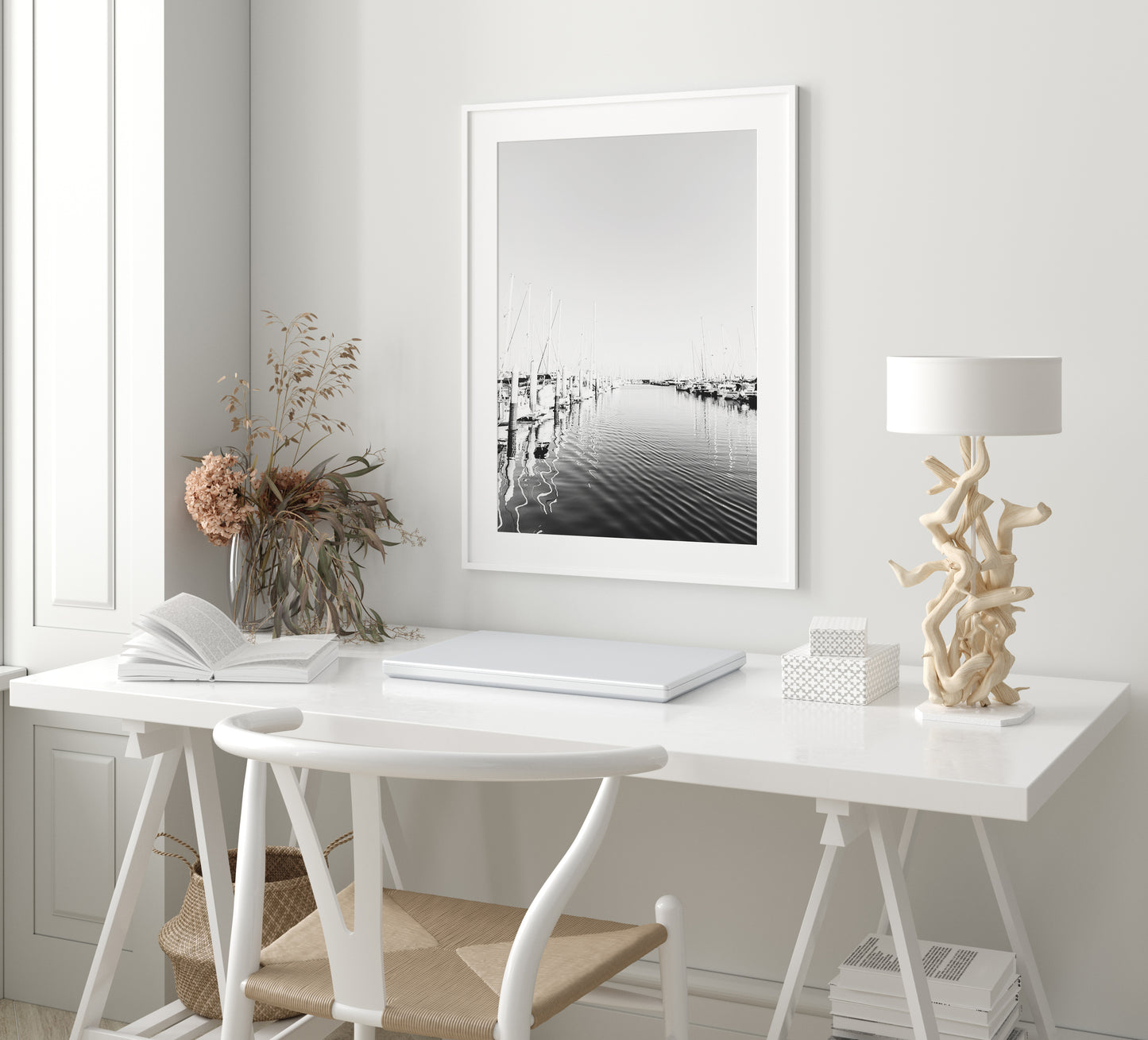 SANTA BARBARA MARINA II BW Framed & Mounted Print