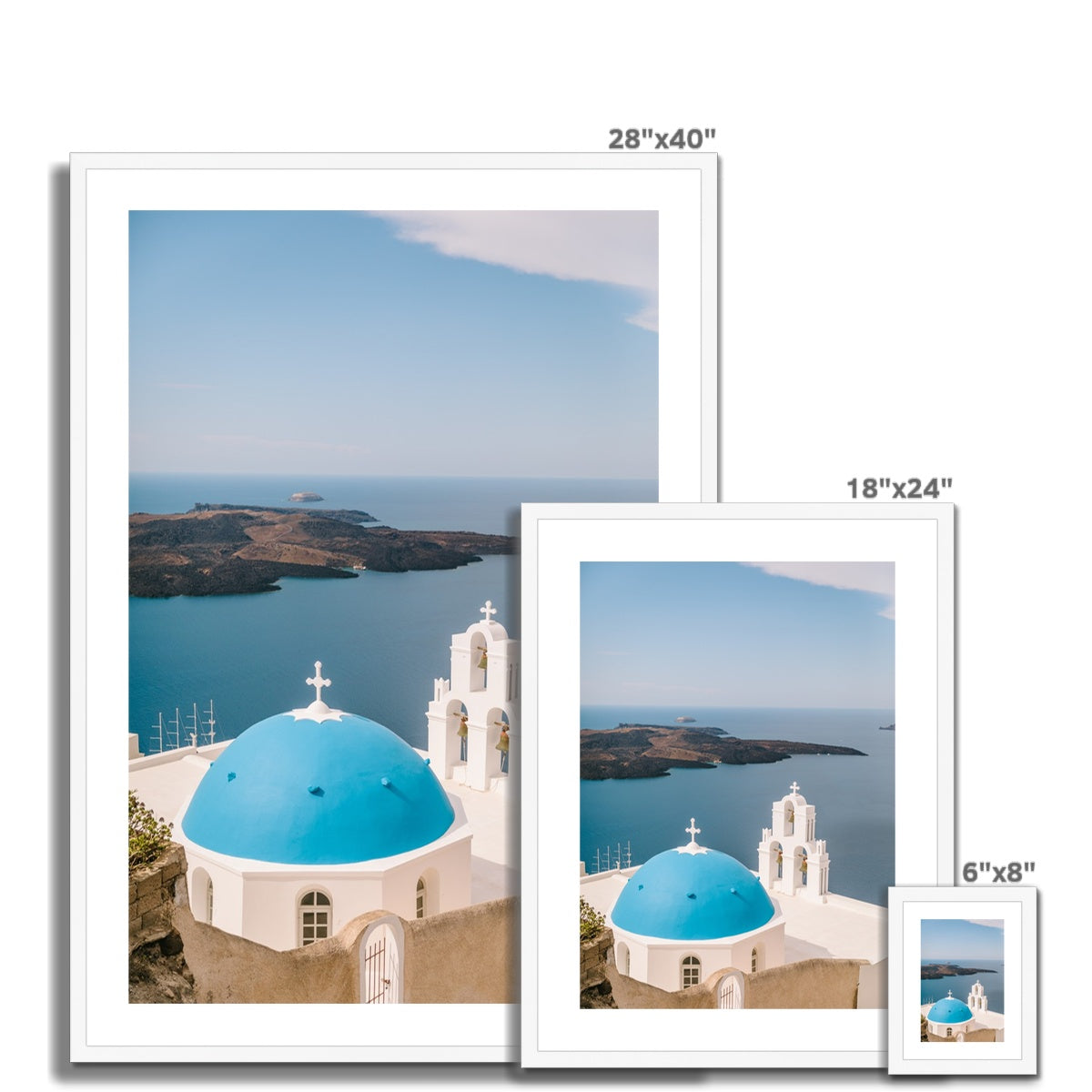 THREE BELLS SANTORINI Framed & Mounted Print