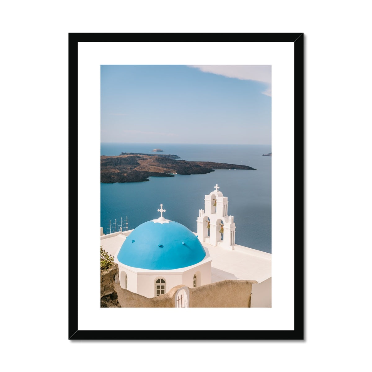 THREE BELLS SANTORINI Framed & Mounted Print