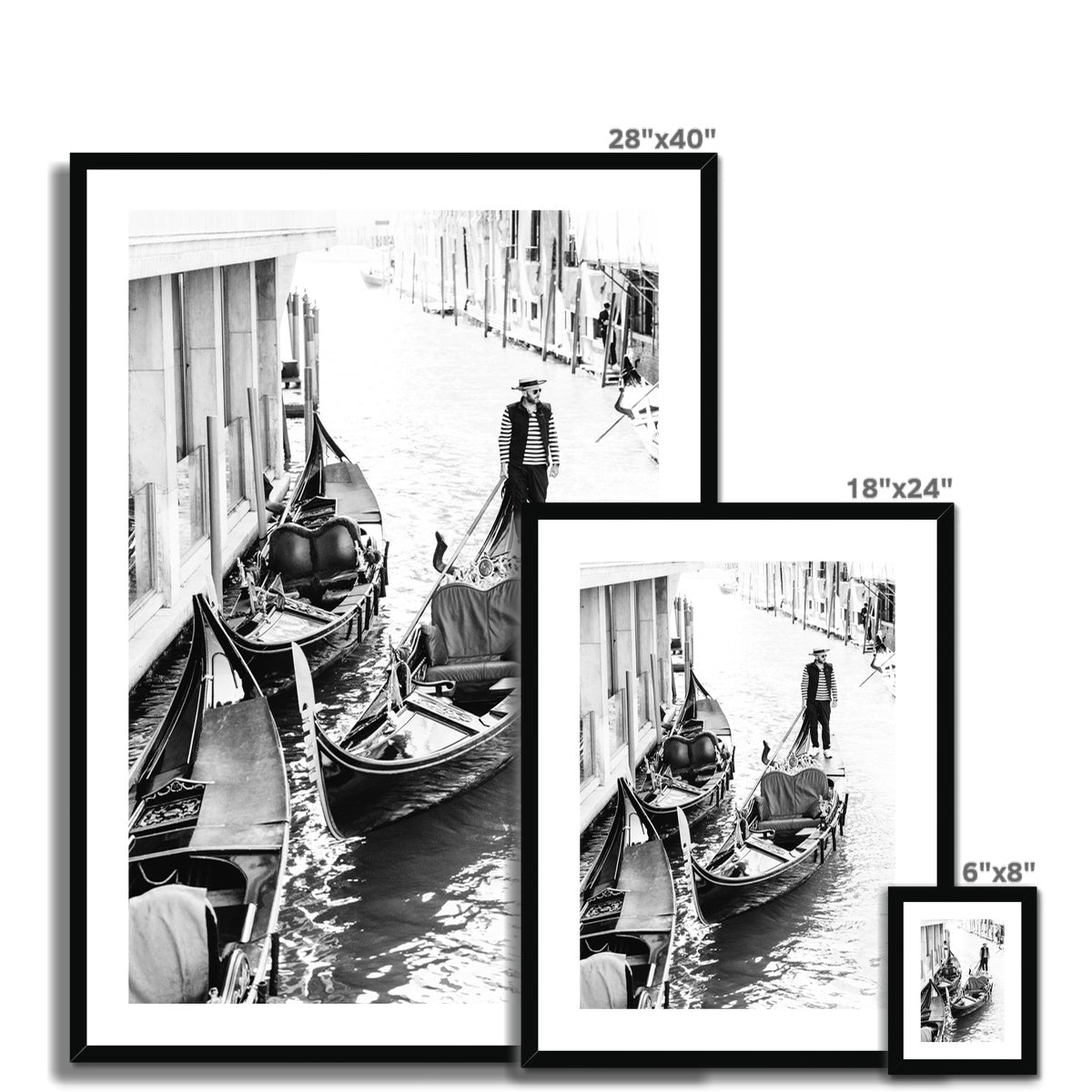 GONDOLIER BW Framed & Mounted Print