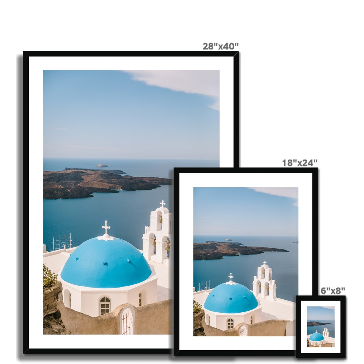 THREE BELLS SANTORINI Framed & Mounted Print