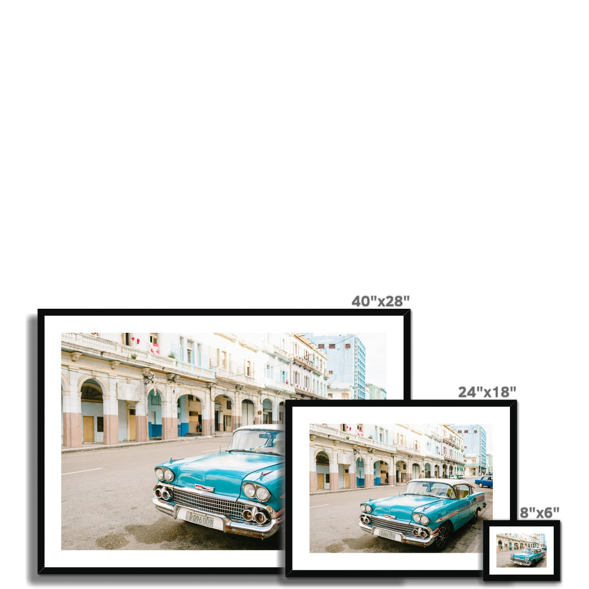 BLUE CUBAN CAR Framed & Mounted Print