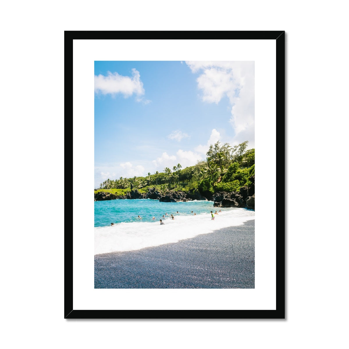 BLACK BEACH Framed & Mounted Print