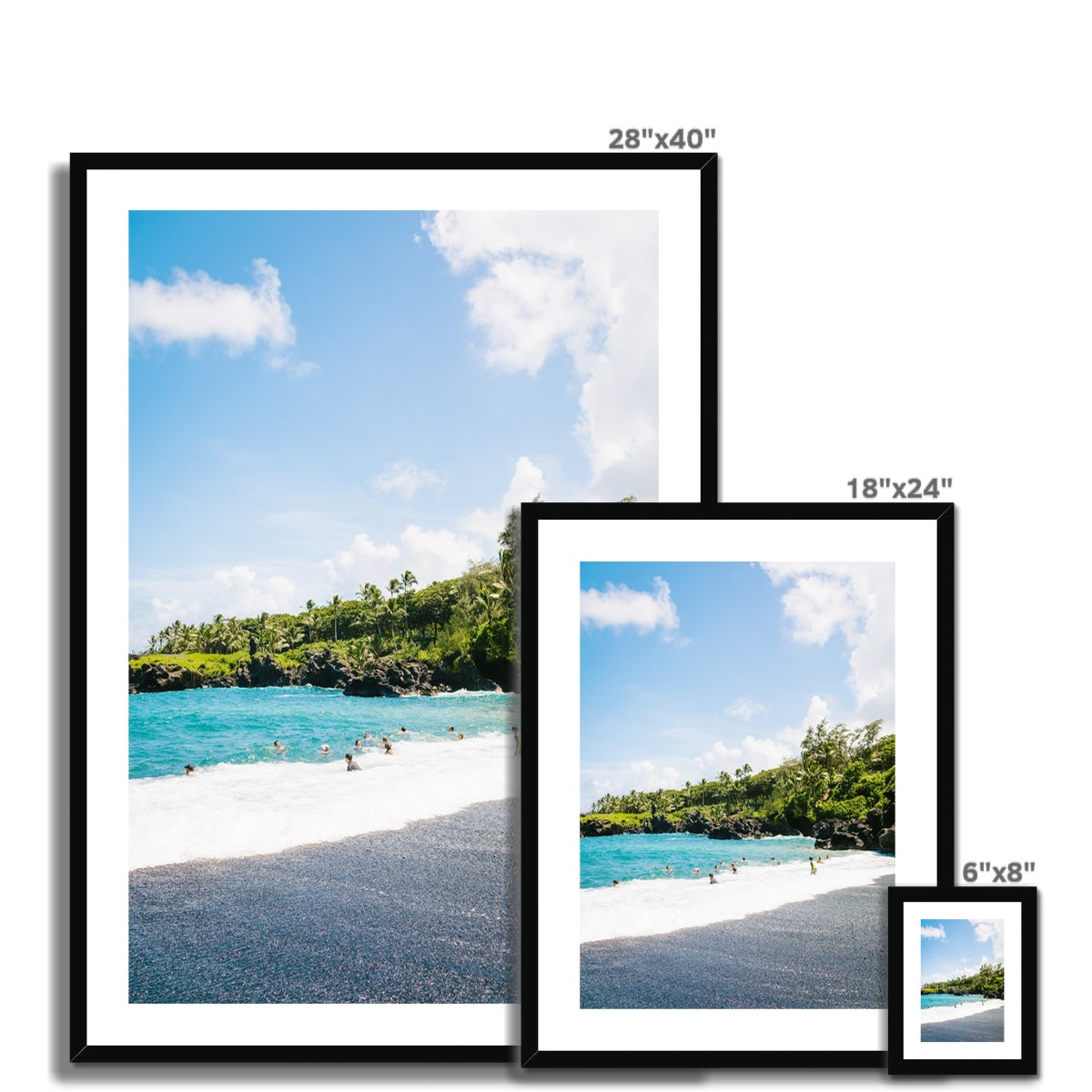 BLACK BEACH Framed & Mounted Print