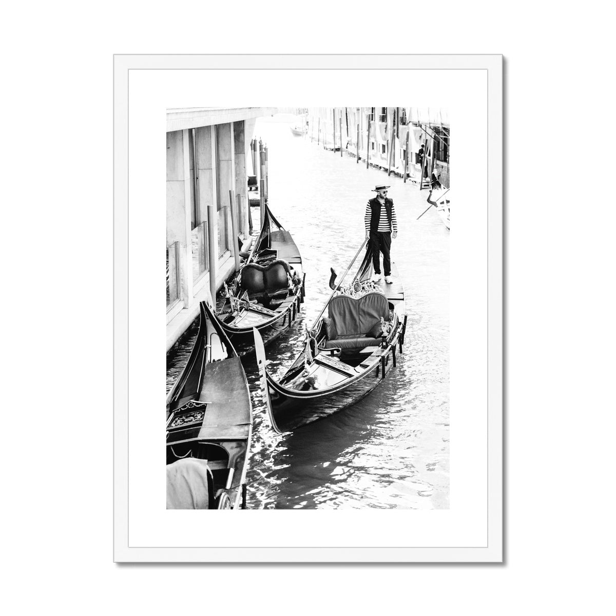 GONDOLIER BW Framed & Mounted Print