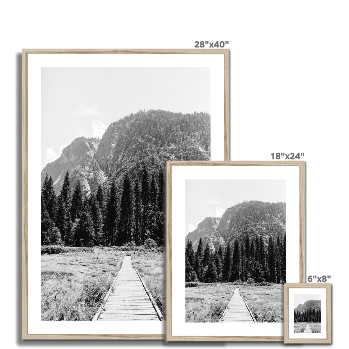 PATH TO YOSEMITE BW Framed & Mounted Print