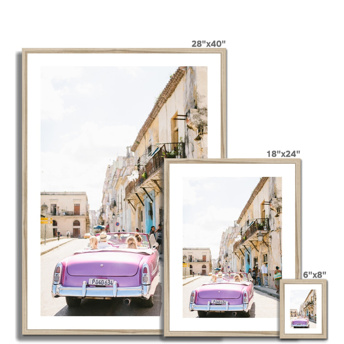 PINK CUBAN CAR Framed & Mounted Print