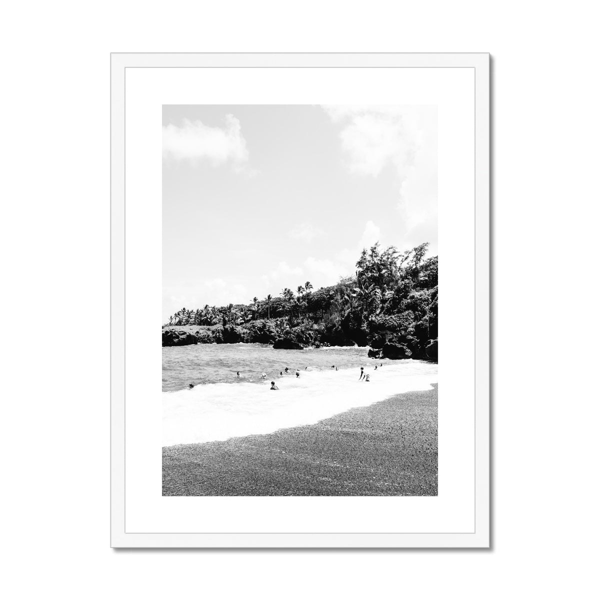 BLACK BEACH BW Framed & Mounted Print