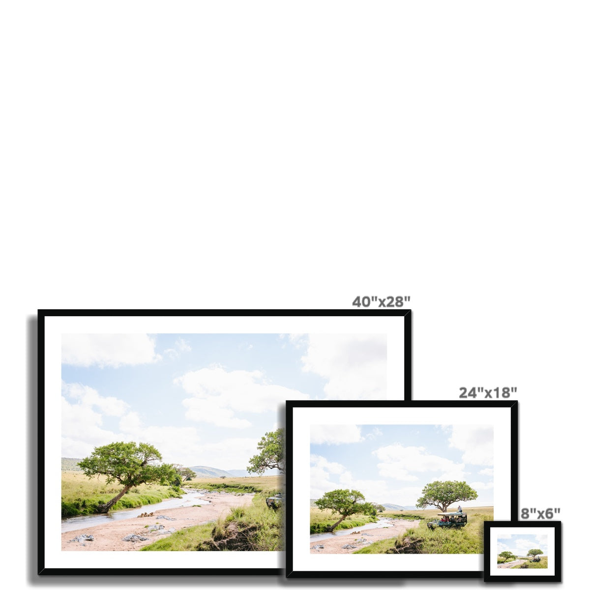 SAFARI JEEP OVERLOOKING LIONS Framed & Mounted Print