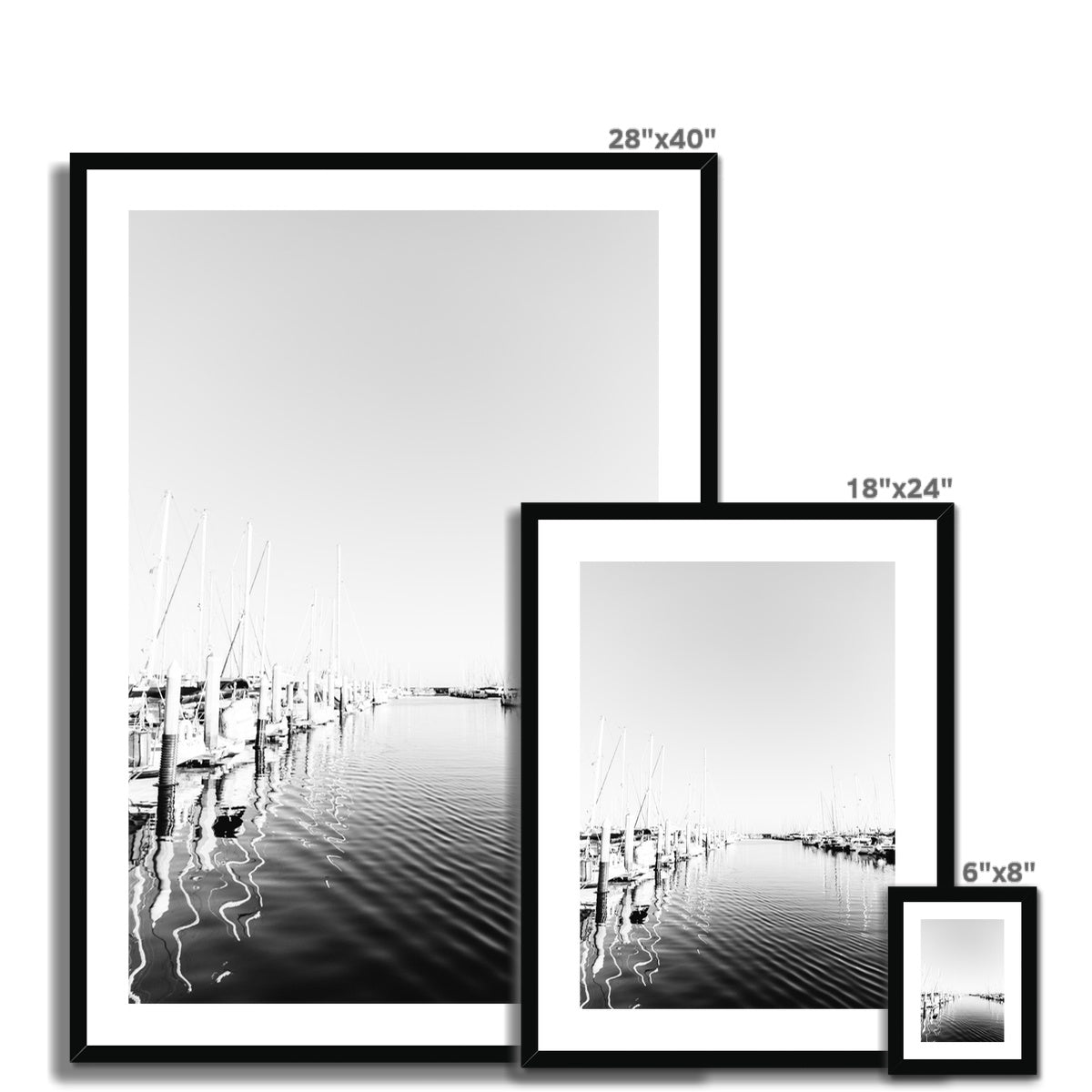 SANTA BARBARA MARINA II BW Framed & Mounted Print
