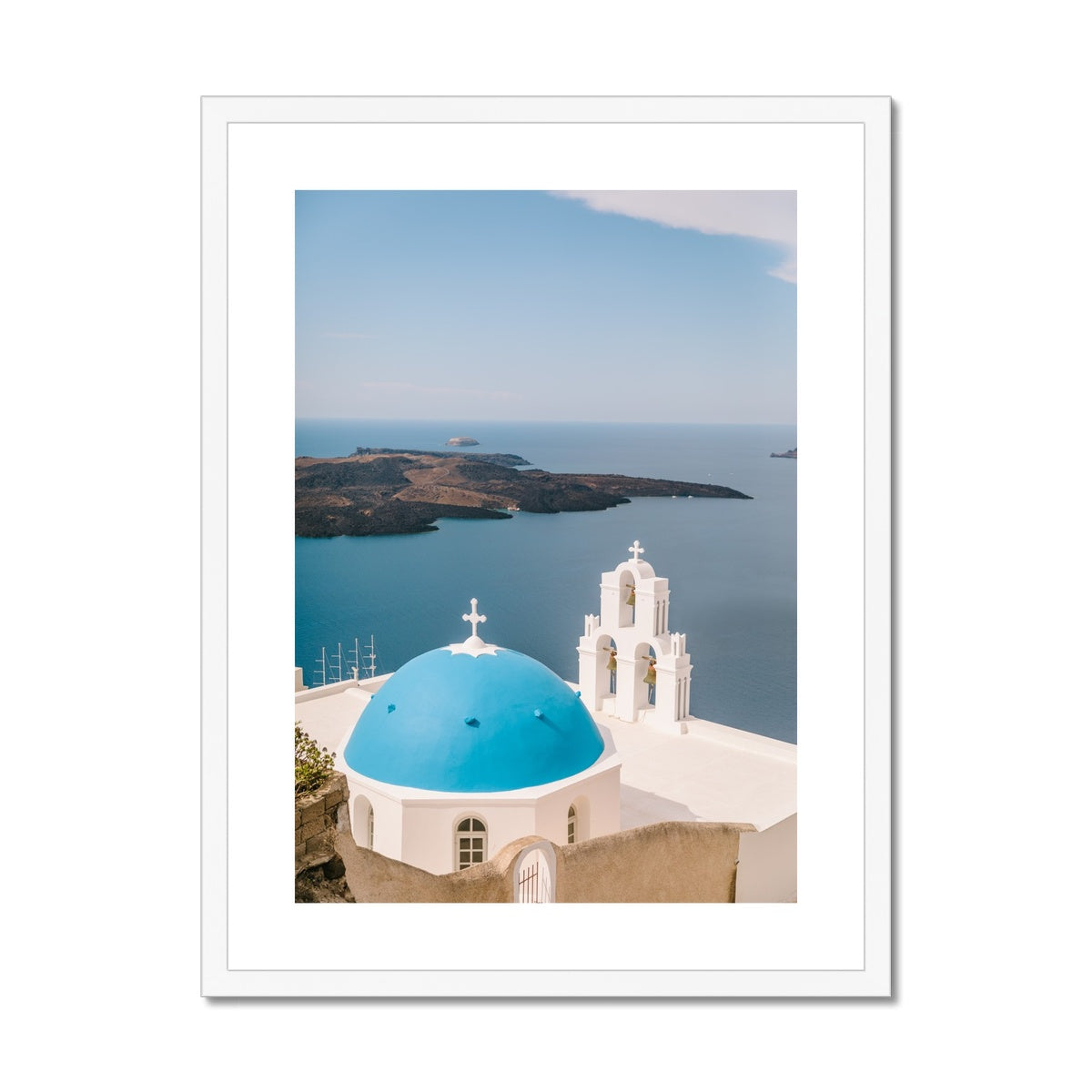 THREE BELLS SANTORINI Framed & Mounted Print