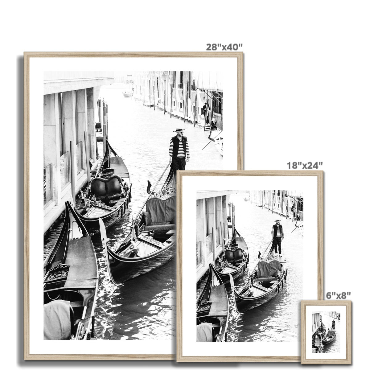 GONDOLIER BW Framed & Mounted Print