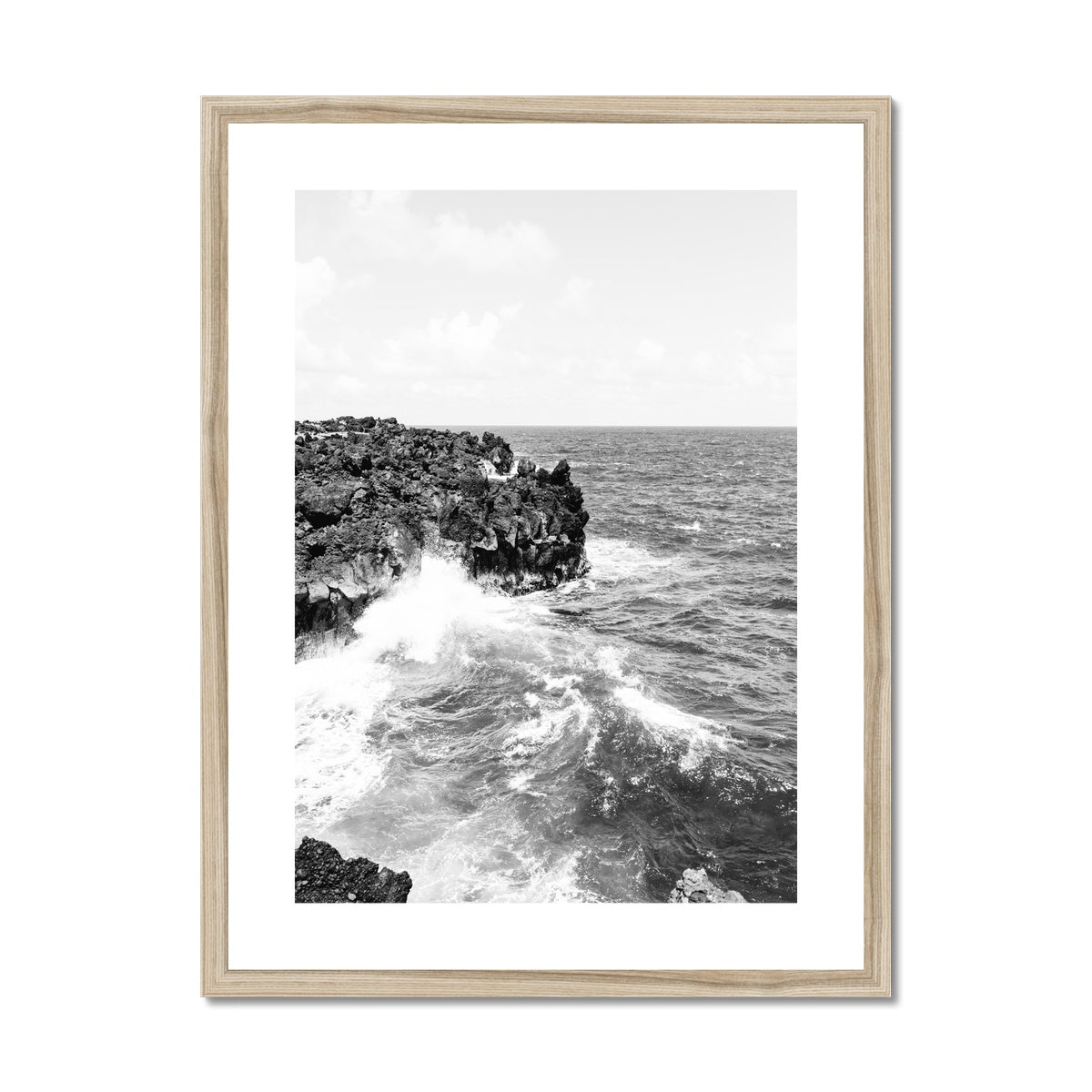 CRASHING WAVES BW Framed & Mounted Print