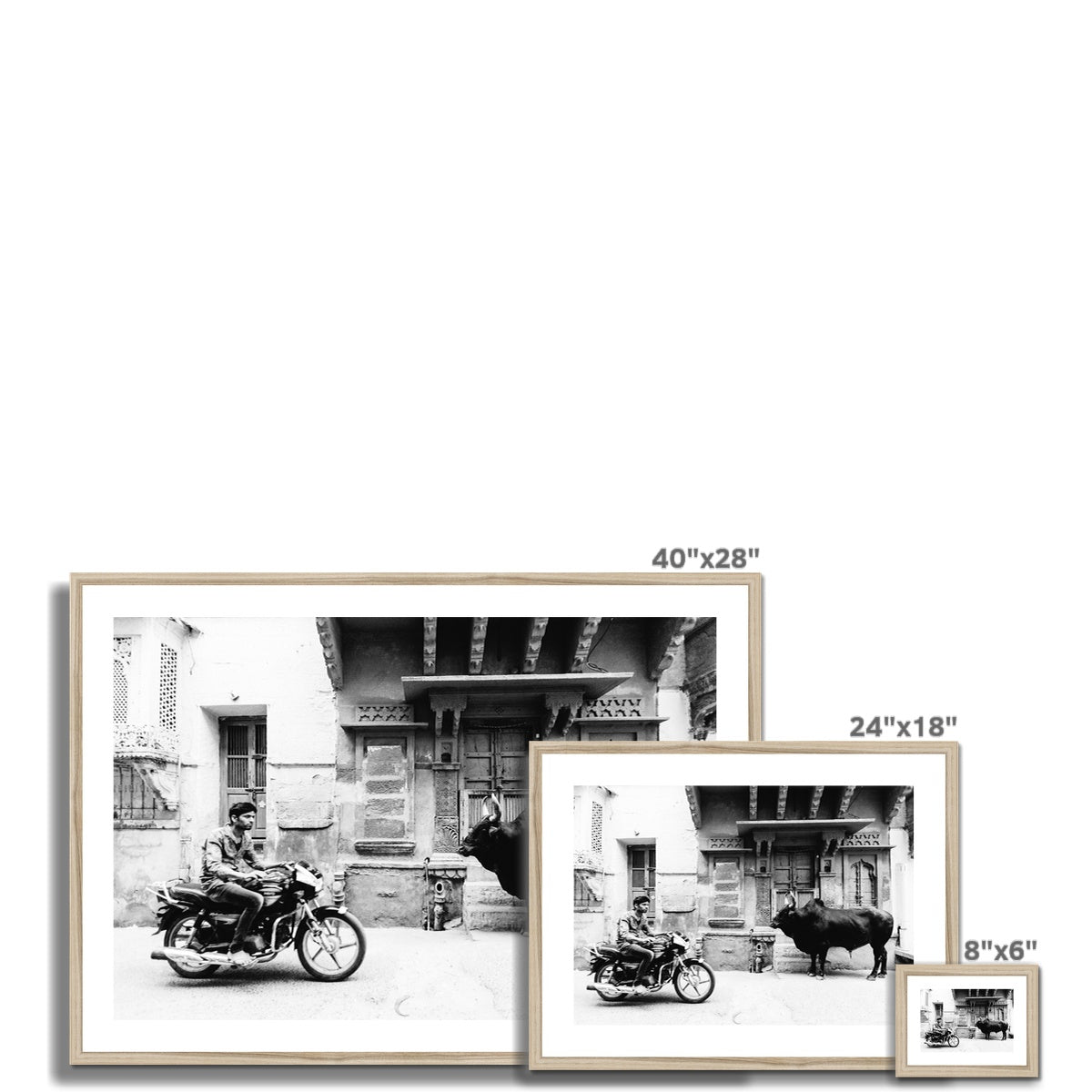 MOTO VS BULL BW Framed & Mounted Print