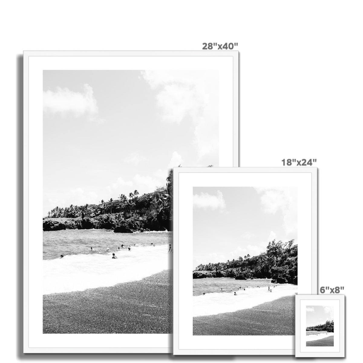 BLACK BEACH BW Framed & Mounted Print