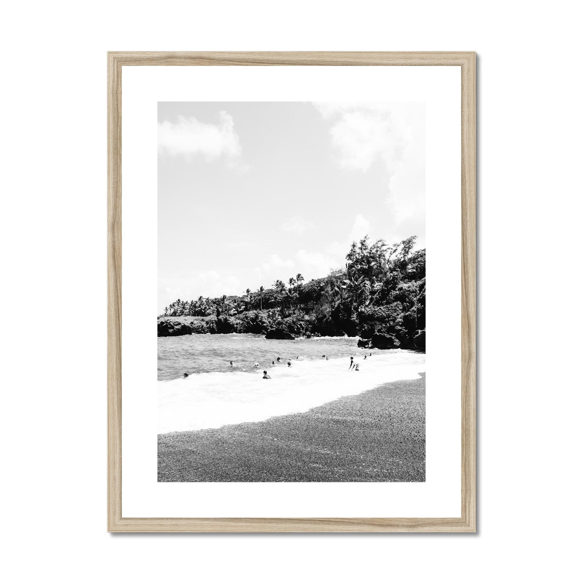 BLACK BEACH BW Framed & Mounted Print