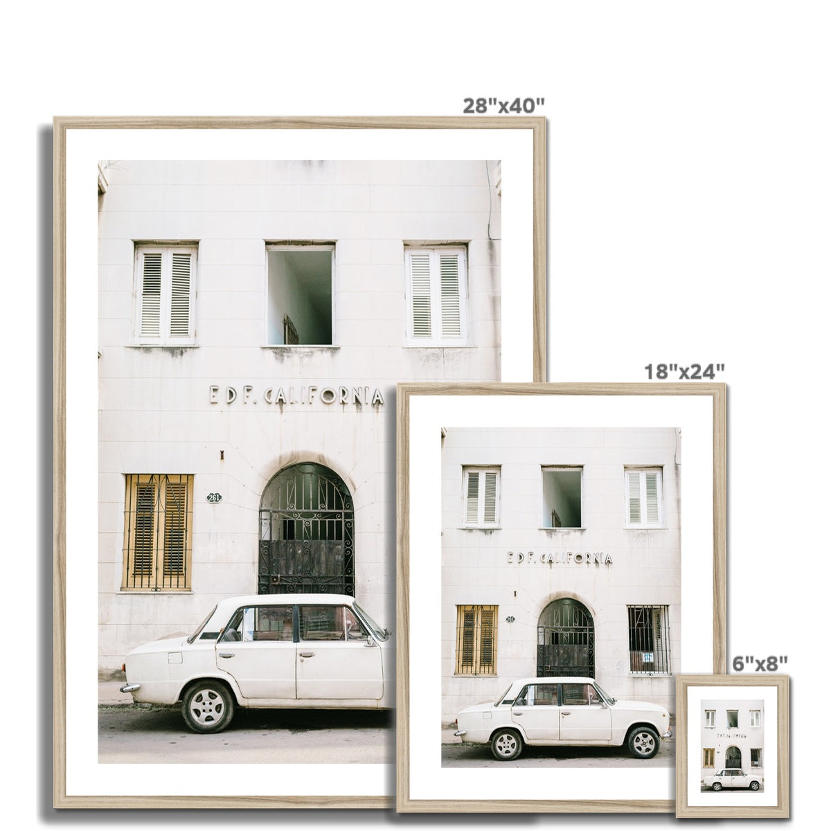 WHITE CUBAN CAR Framed & Mounted Print