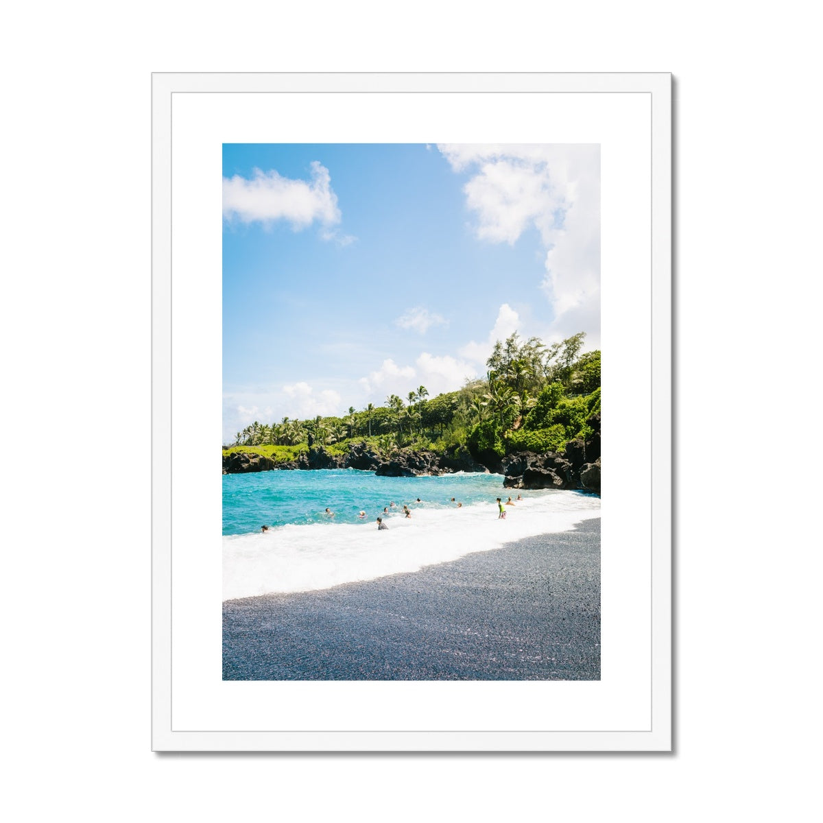 BLACK BEACH Framed & Mounted Print