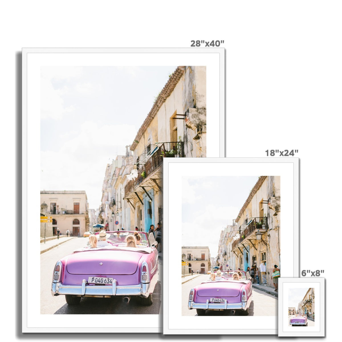 PINK CUBAN CAR Framed & Mounted Print