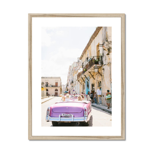 PINK CUBAN CAR Framed & Mounted Print