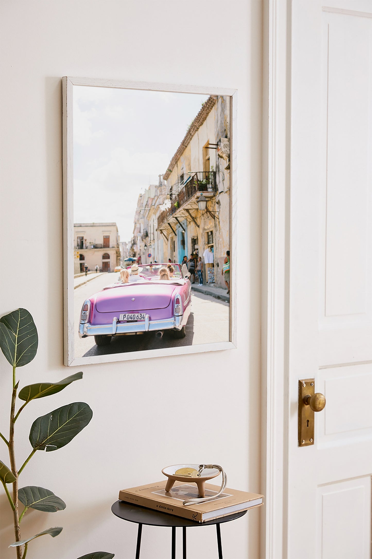 PINK CUBAN CAR Framed & Mounted Print