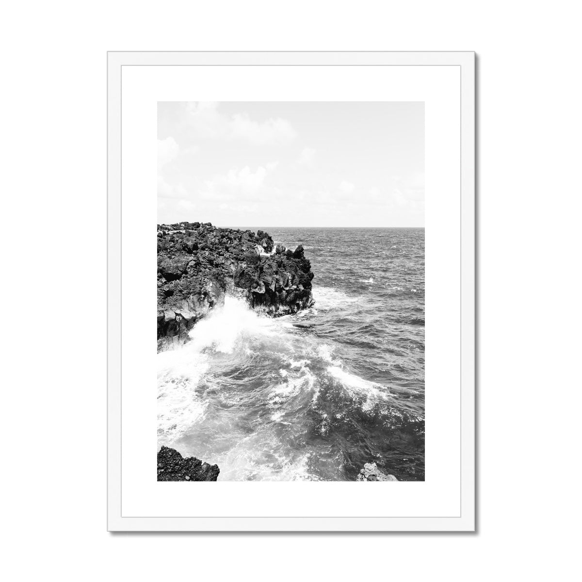 CRASHING WAVES BW Framed & Mounted Print