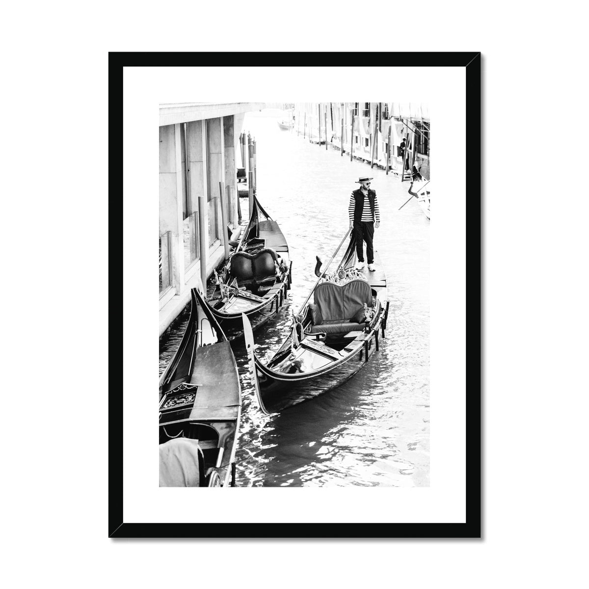 GONDOLIER BW Framed & Mounted Print