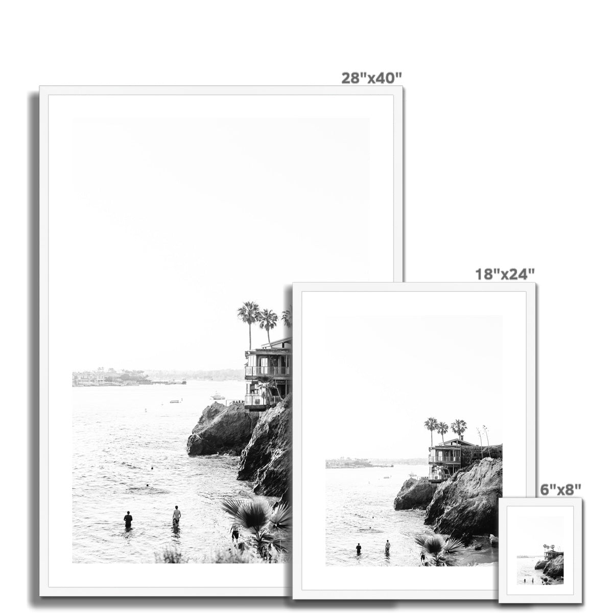 NEWPORT BEACH BW Framed & Mounted Print