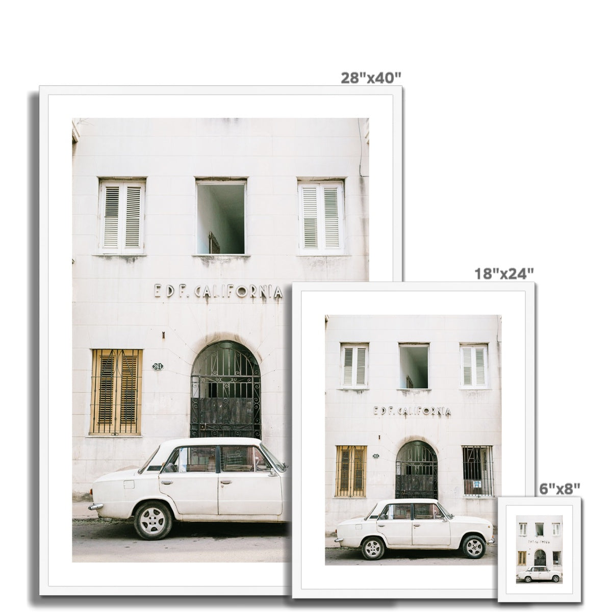 WHITE CUBAN CAR Framed & Mounted Print