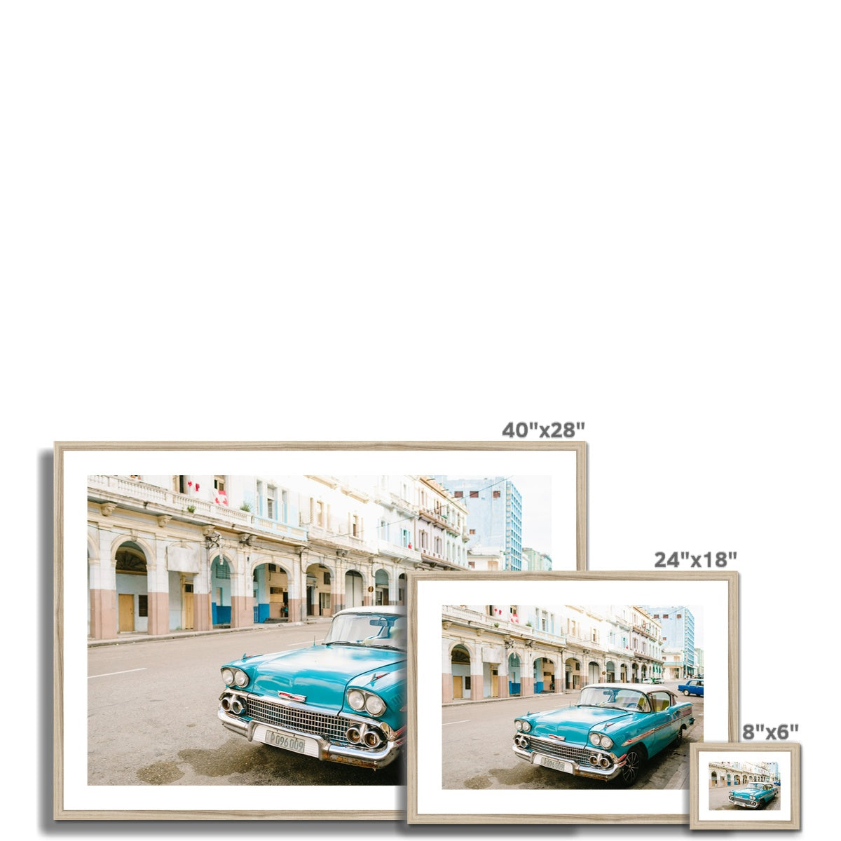BLUE CUBAN CAR Framed & Mounted Print